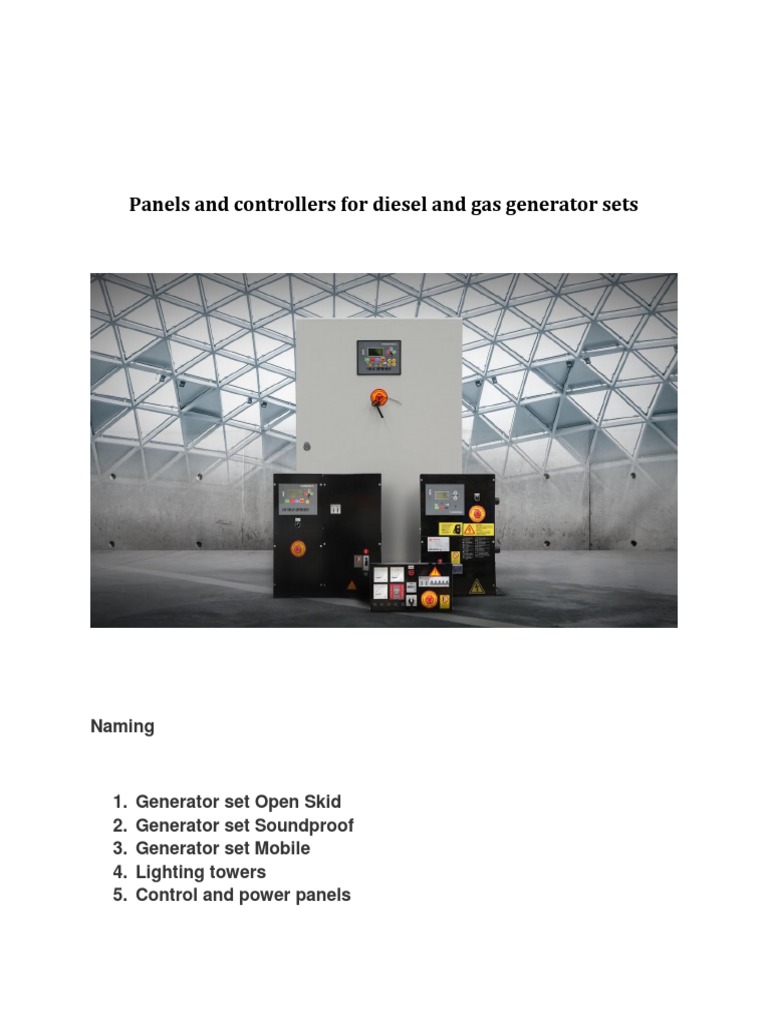 Panels and Controllers For Diesel and Gas Generator Sets: Naming | PDF