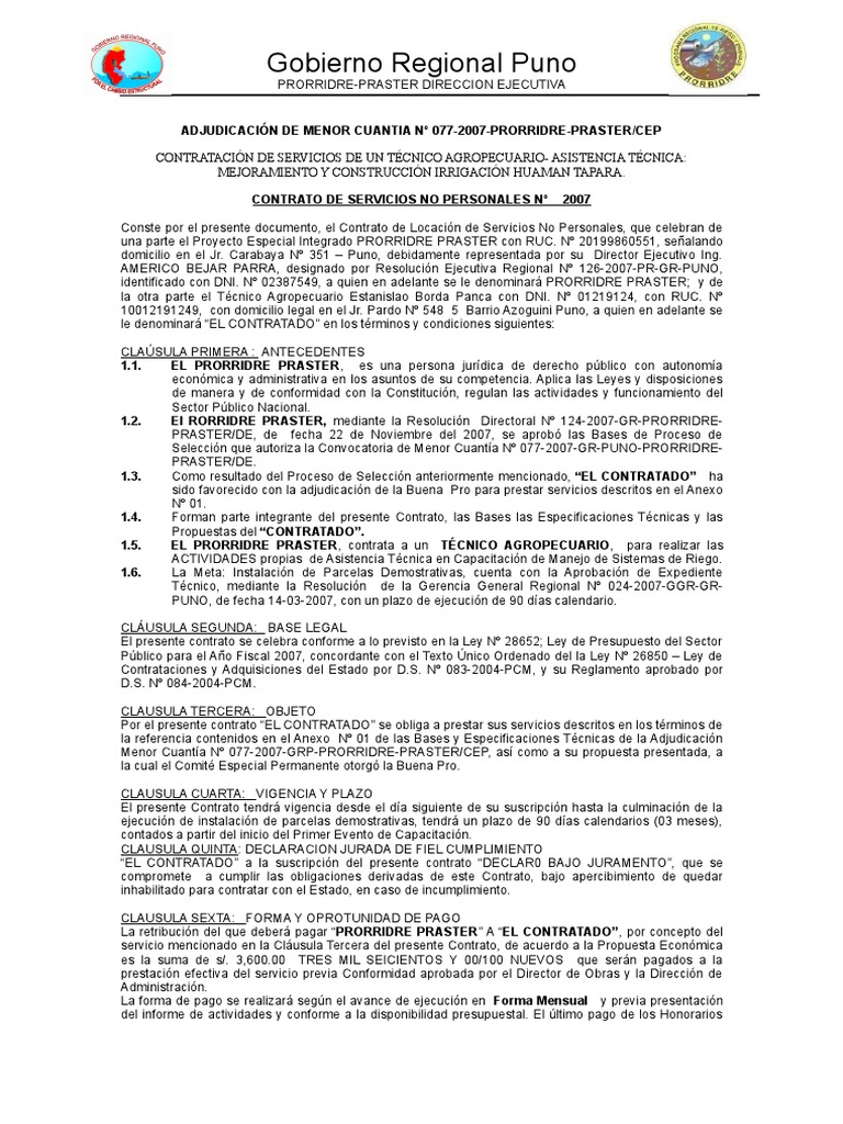 Mc-77-2007-Prorridre-Contrato U Orden de Compra o de Servicio | PDF ...