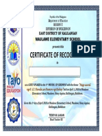 Certificate OF RECOGNITION
