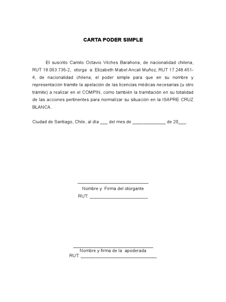 Carta Poder Simple