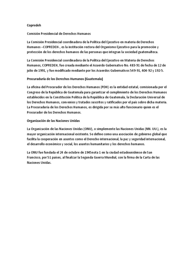 Qué es COPREDEH en Guatemala | PDF