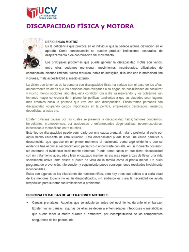 DISCAPACIDAD FÍSICA y MOTORA | PDF | Invalidez | Cerebro
