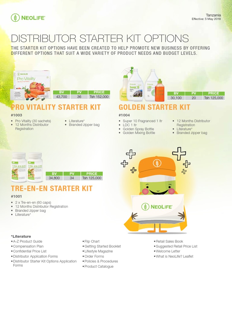 Tanzania Distributor Starter Kit Options LR PDF Banking Payments