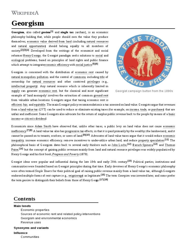 Georgism PDF | PDF | Taxes | Economics