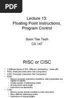 Floating Point Instructions, Program Control: Soon Tee Teoh CS 147