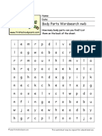 Outer Body Parts Word Search NWB Easy