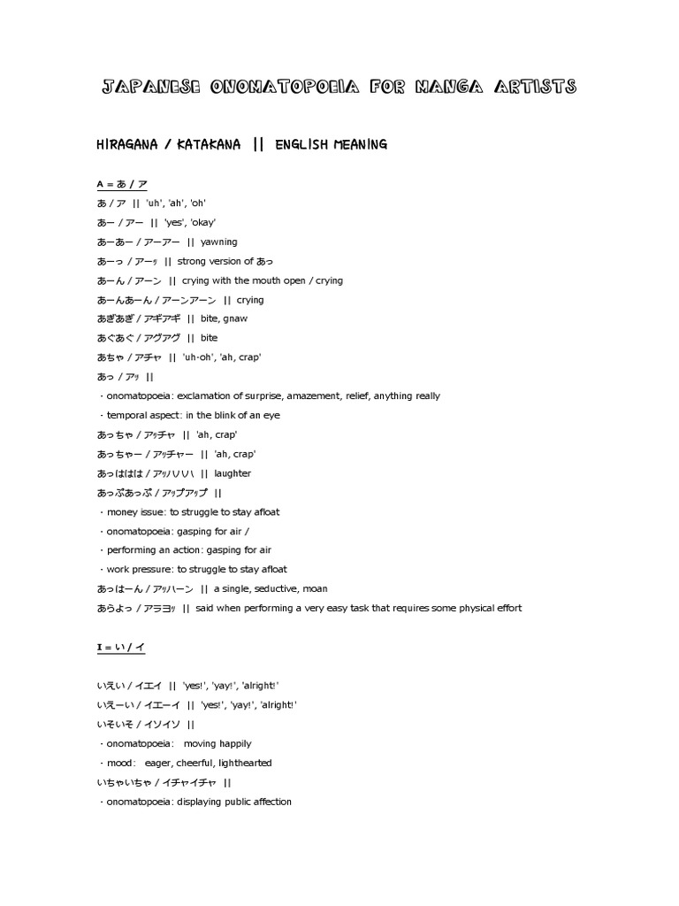 Japanese Onomatopoeia For Manga Artists By Ireal70 D52pjrp Pdf