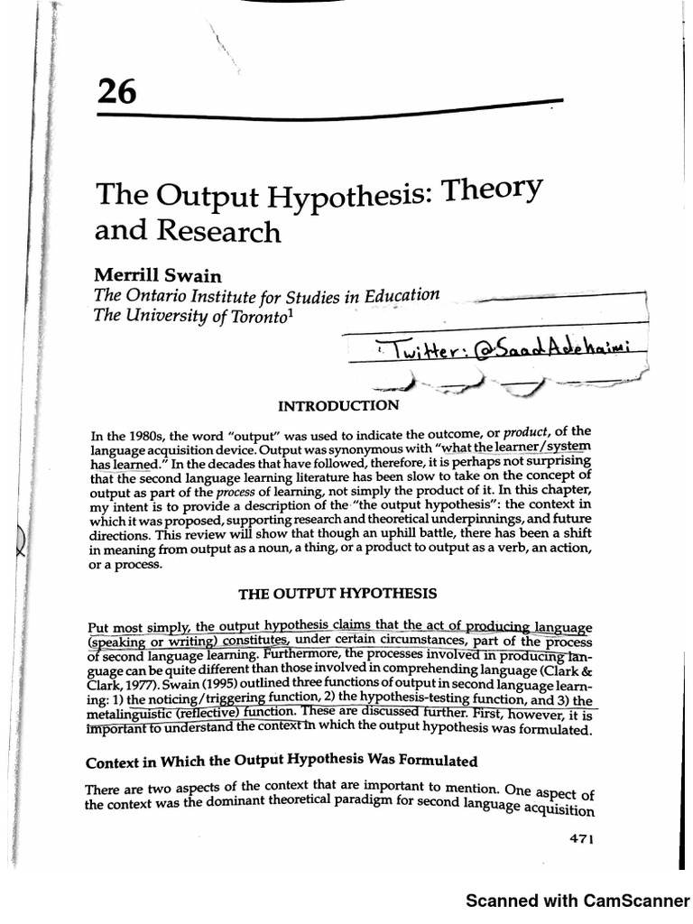 the output hypothesis theory and research