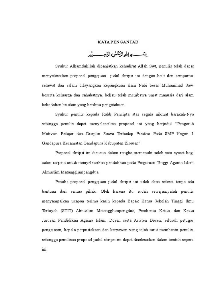 Kata Pengantar Proposal Skripsi