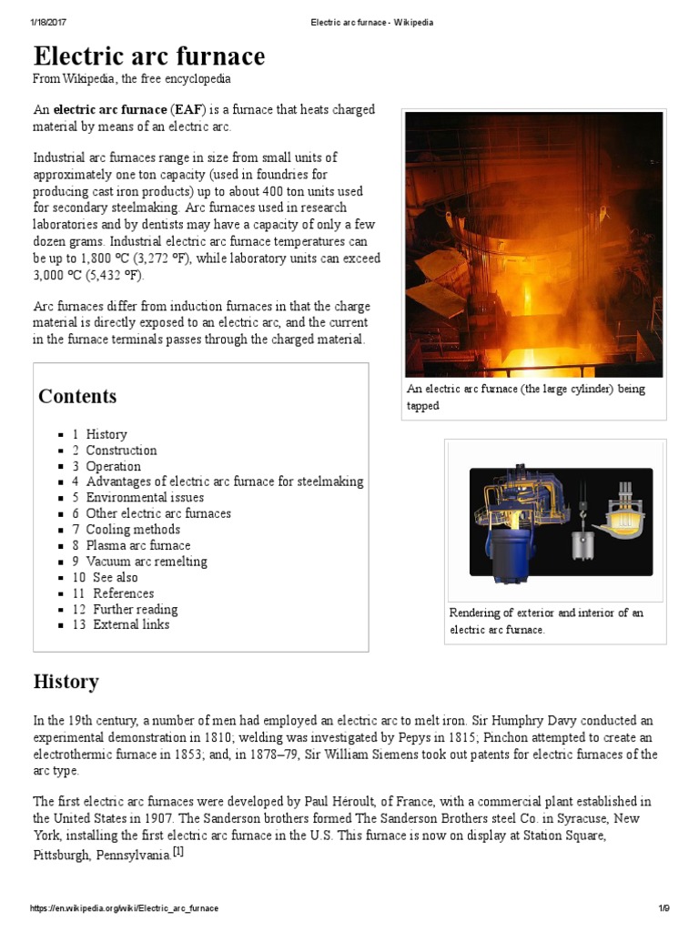 Electric Arc Furnace PDF Steelmaking Materials
