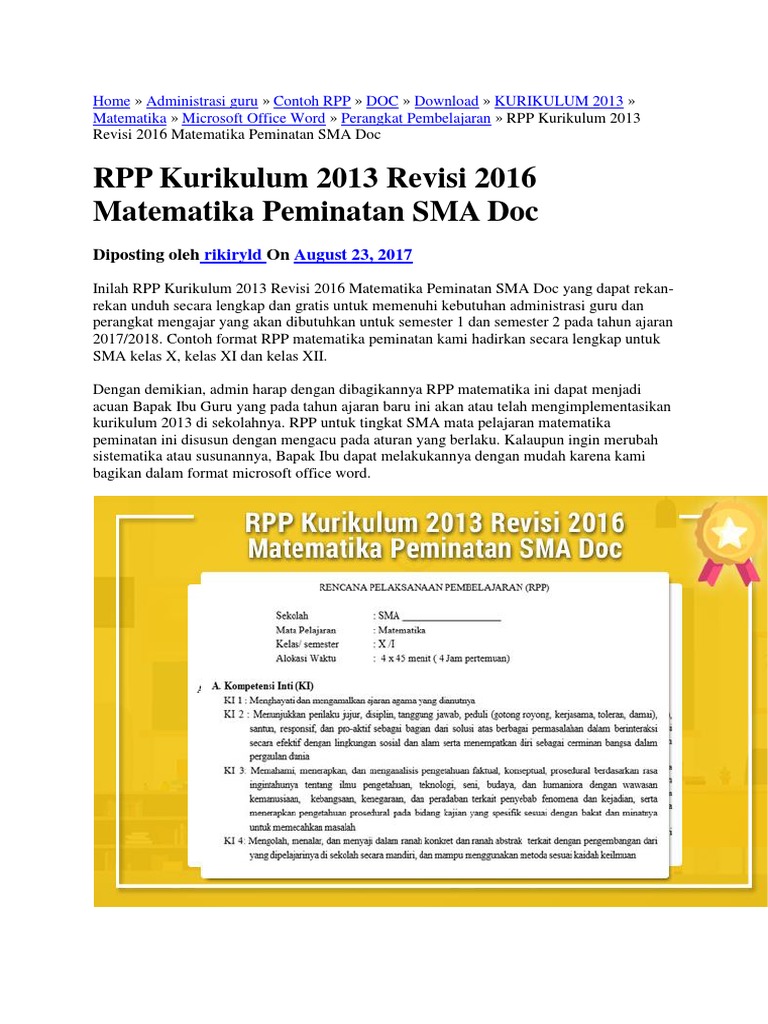 Buku Matematika Peminatan Kelas 11 Kurikulum 2013 Revisi