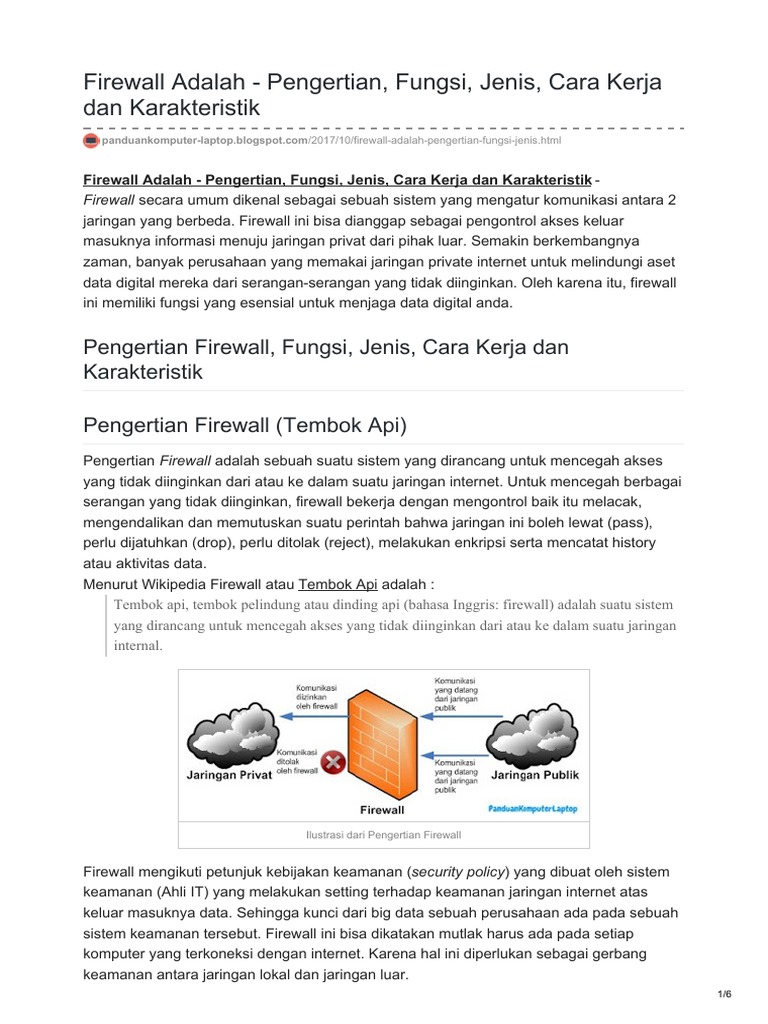 Firewall Adalah Pengertian Fungsi Jenis Cara Kerja Dan Karakteristik