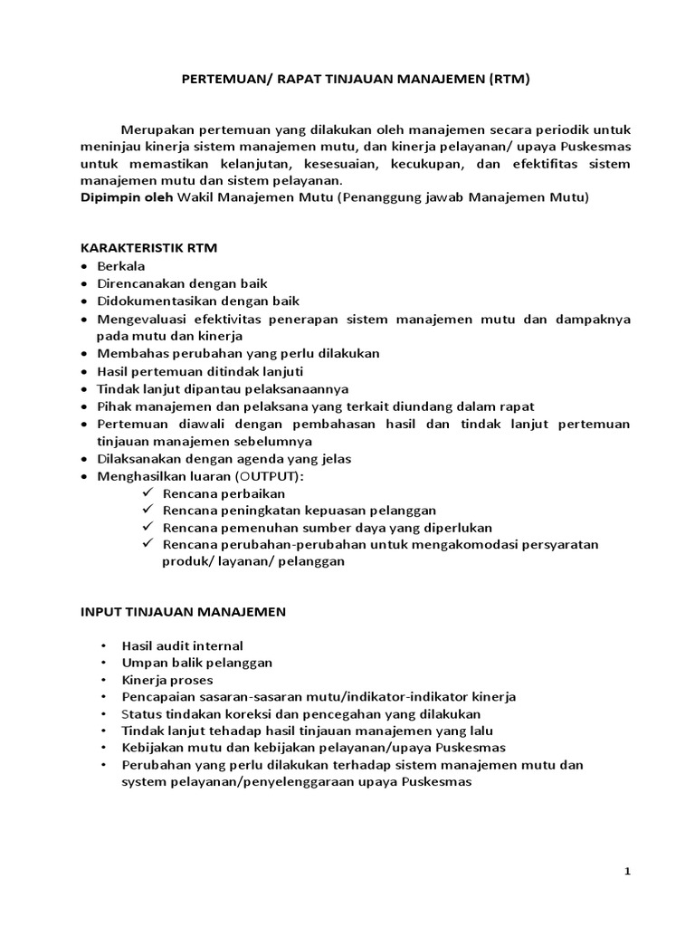 Tinjauan Manajemen Puskesmas (RTM) | PDF | Bisnis