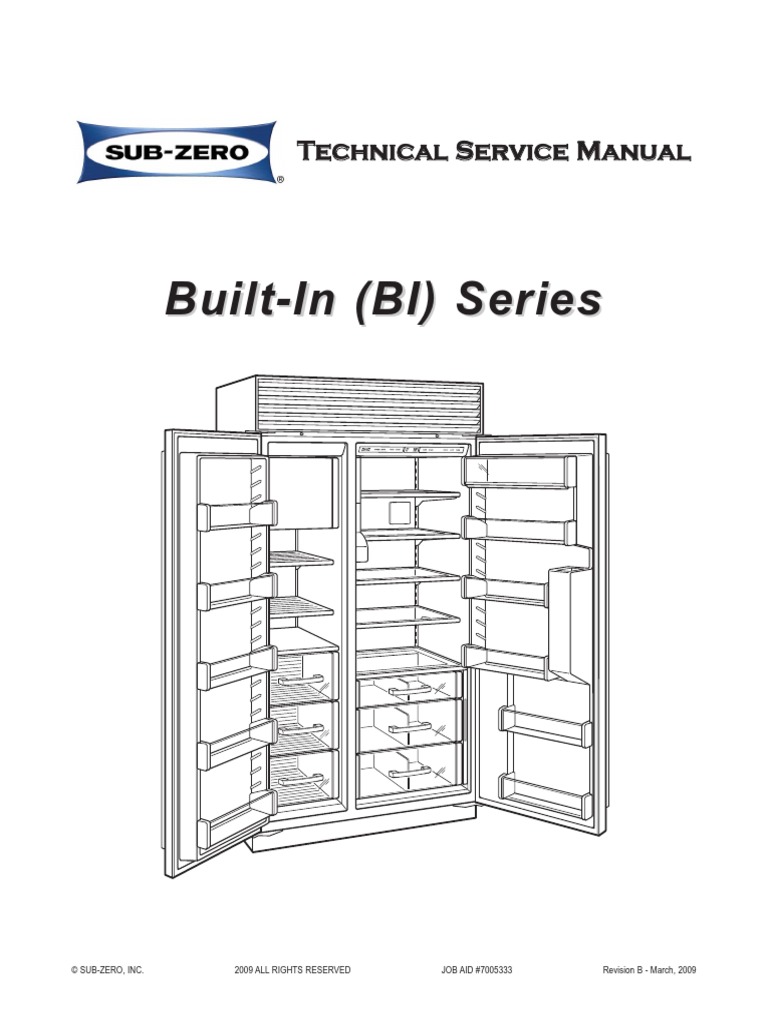 SubZero BI Service Manual Refrigerator Door