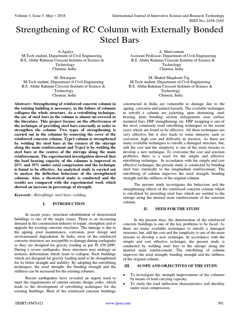 Strengthening of RC Column With Externally Bonded Steel Bars | PDF ...