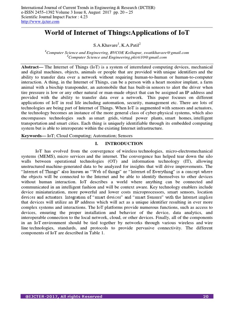 World of Internet of Thingsapplications of Iot | PDF | Internet Of ...