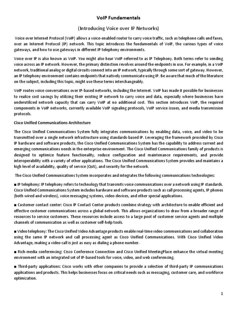 Introducing Voice Over Ip Networks Voip Fundamentals Pdf Voice