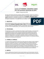 Página 1de Declaración Conjunta de PODEMOS, IZQUIERDA UNIDAy EQUO de Cara A Los Procesos Electorales de 2019