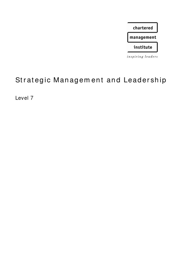 Cmi Strategic Management And Leadership Units Pdf Strategic