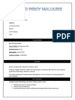 110 Barnes Road Brixton Johannesburg 2092: Curriculum Vitae