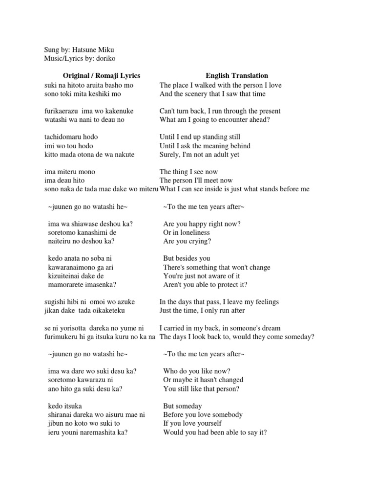 Jpop Lyrics Pdf Leisure