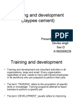Training and Development (Jaypee Cement) : Presented By:-Devika Singh Sec-D A1802009228