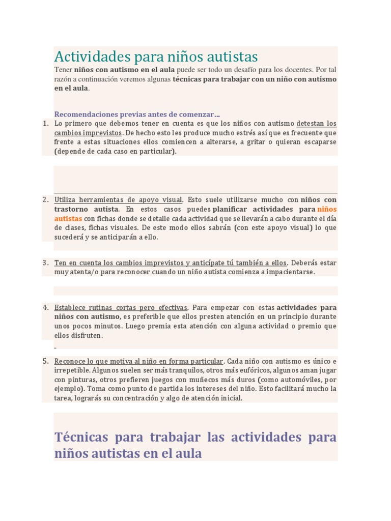 Actividades para niños autistas en aula | PDF | Autismo | Juguetes