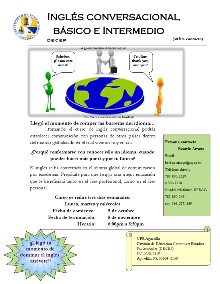 Curso Inglés Conversacional Básico-Intermedio | PDF | Educación avanzada