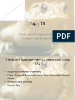Topic 13: T-Tests and Nonparameteric Comparisons Using SAS