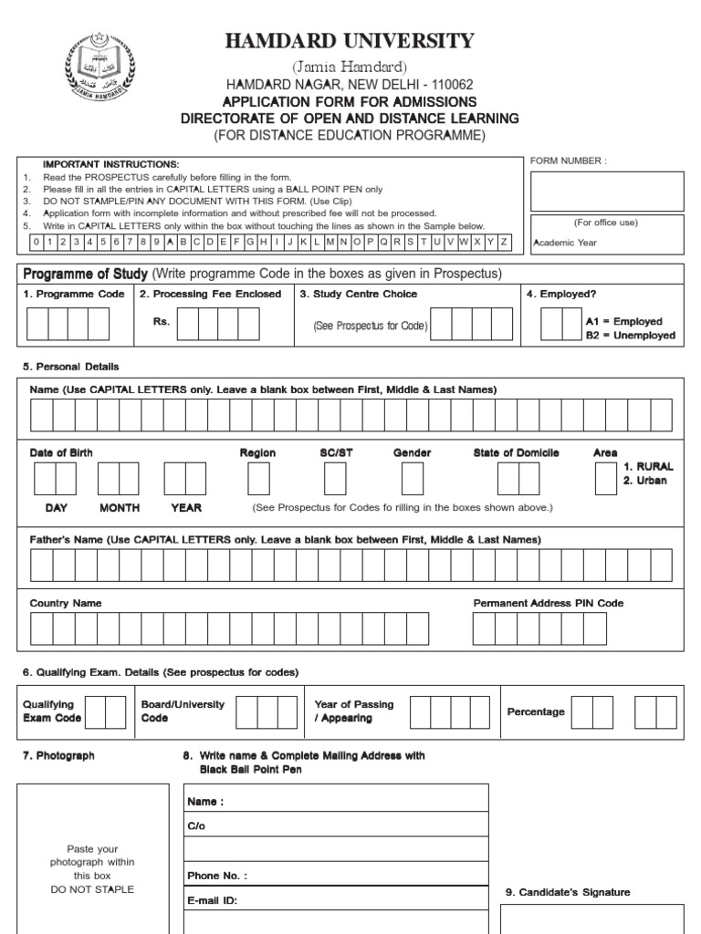 Application Form DODL | PDF | University And College Admission ...