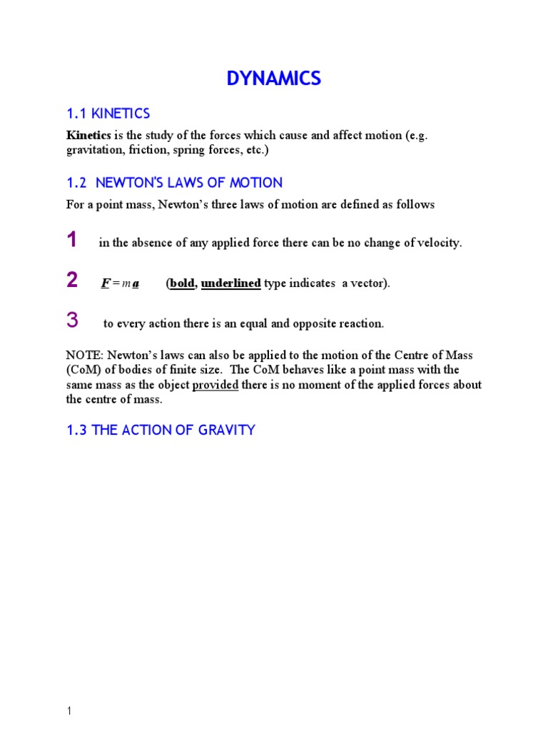 Introduction to Dynamics Concepts | PDF | Acceleration | Force