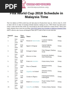 Fifa World Cup 2018 Schedule in Malaysia Time