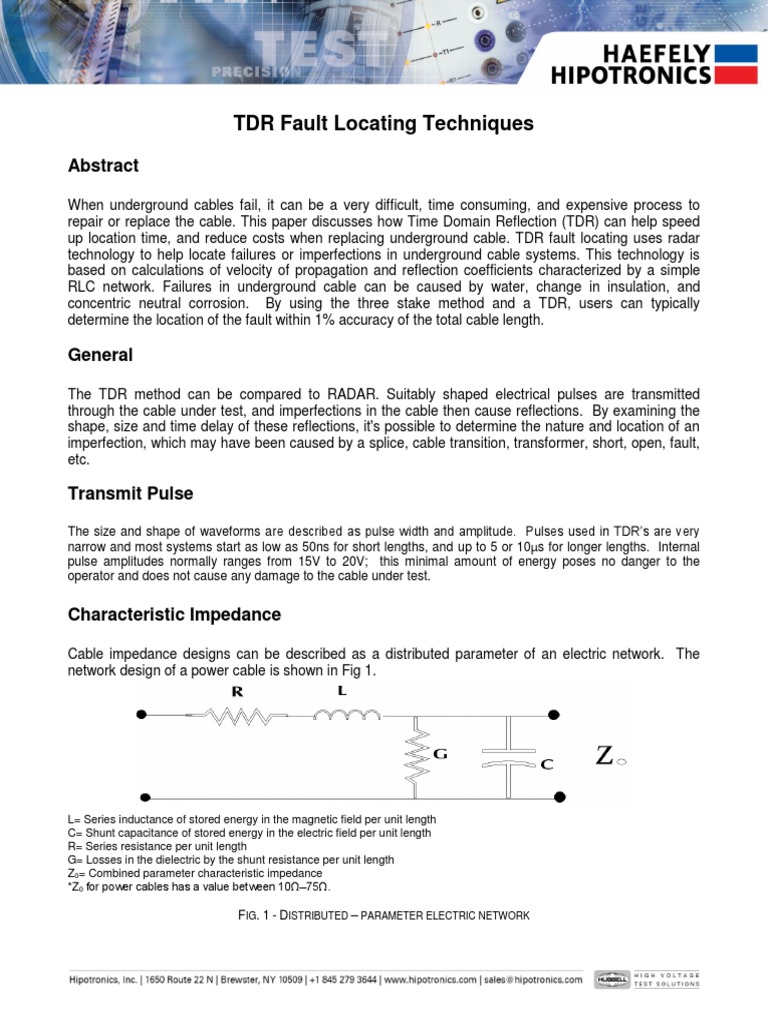 TDR Fault Locating Techniques PDF | PDF | Electrical Impedance | Capacitor