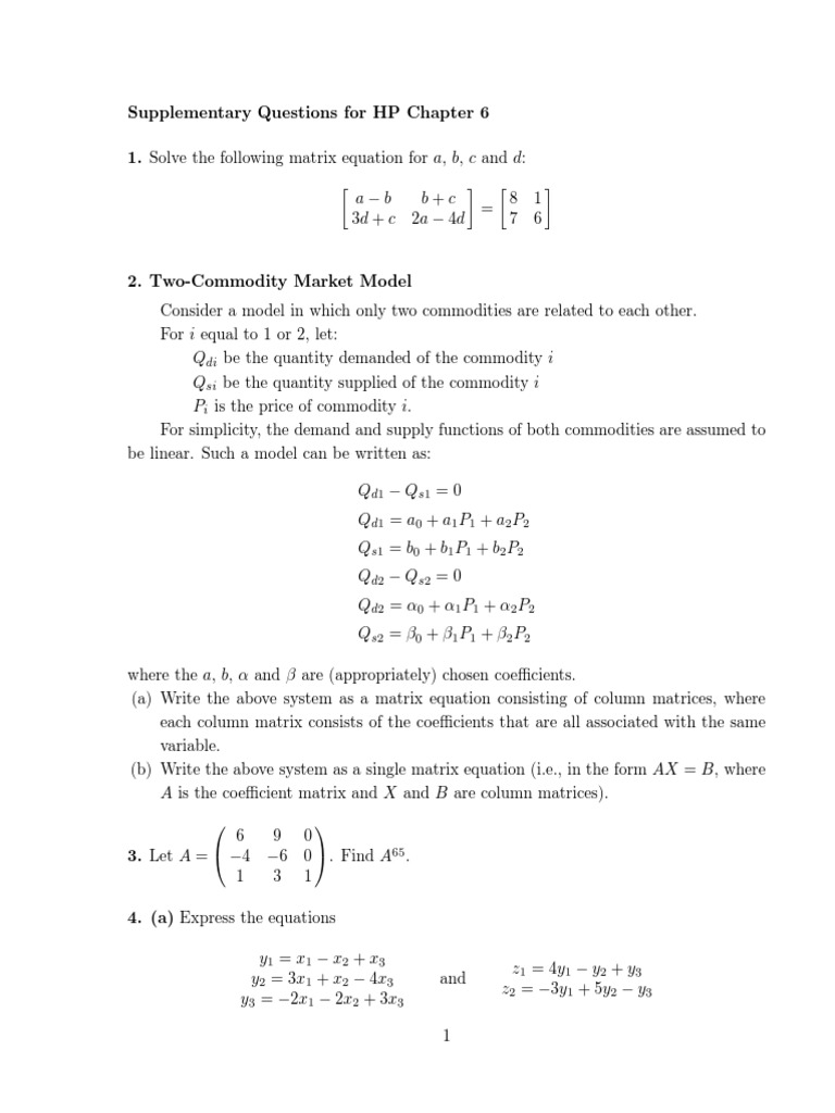 Chap6q PDF | PDF | Matrix (Mathematics) | System Of Linear Equations