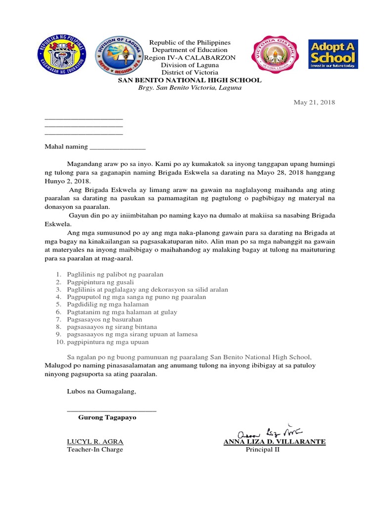 Brigada Letter Filipino | PDF