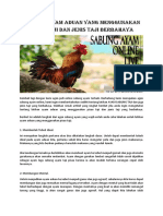 Latihan Ayam Aduan Yang Menggunakan Pisau Taji Dan Jenis Taji Berbahaya