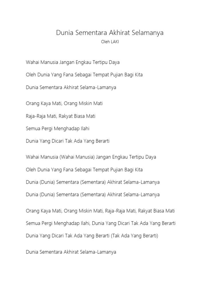 Judul Lagu Orang Kaya Mati Orang Miskin Mati Gosip