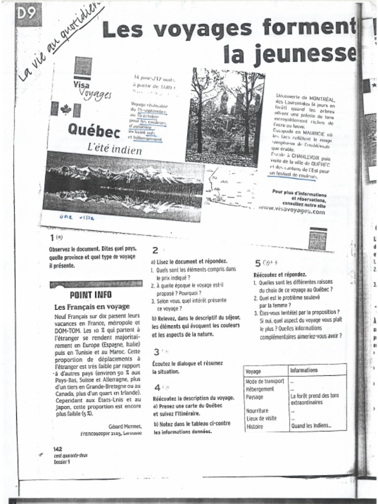 French Worksheet Niveau B1 | PDF