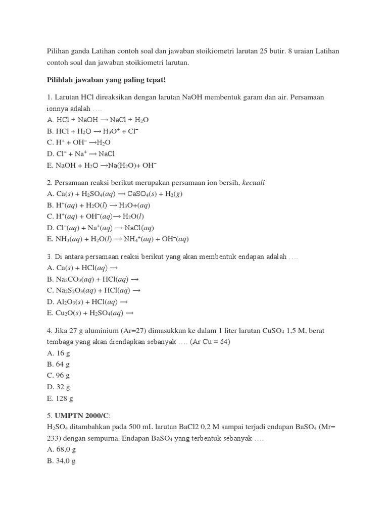 Instrumen Tes Stoikiometri