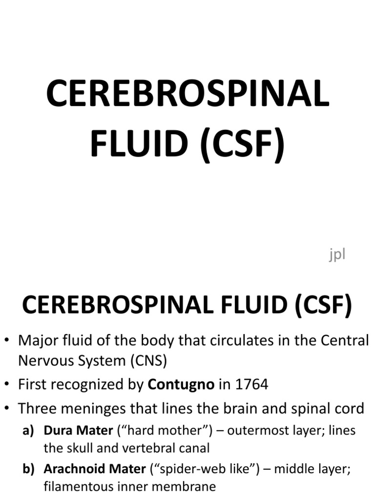 Overview of Cerebrospinal Fluid (CSF) | PDF | Cerebrospinal Fluid ...