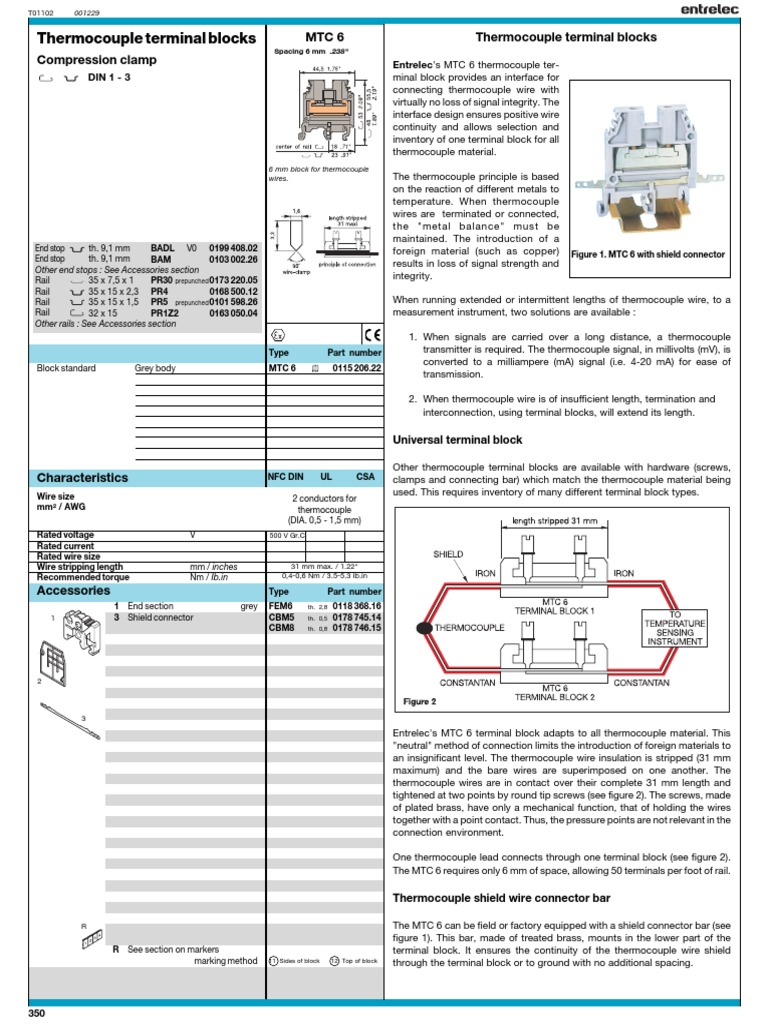MTC 6 Compression Clamp Thermocouple Terminal Blocks | PDF ...