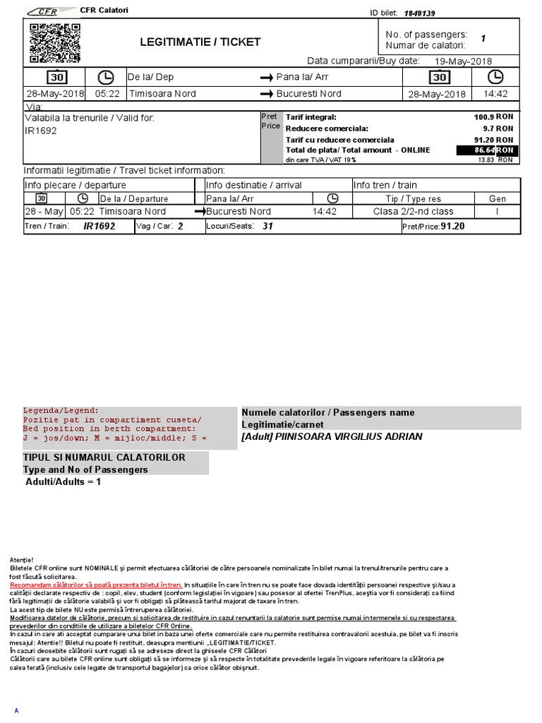 Train Ticket Information | PDF