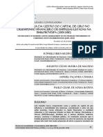 A Influência Da Gestão Do Capital de Giro No Desempenho Financeiro de Empresas Listadas Na BMFBovespa (2001-2010)