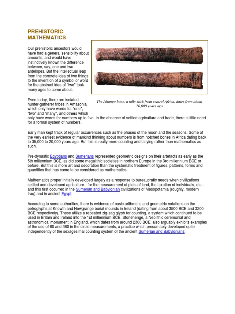 Prehistoric Mathematics | PDF | Pythagoras | Numbers