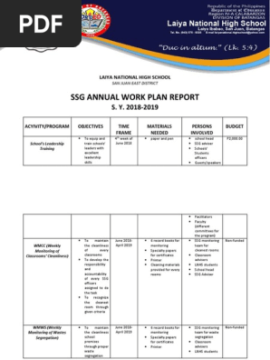 Laiya Nhs Ssg Annual Work Plan Report