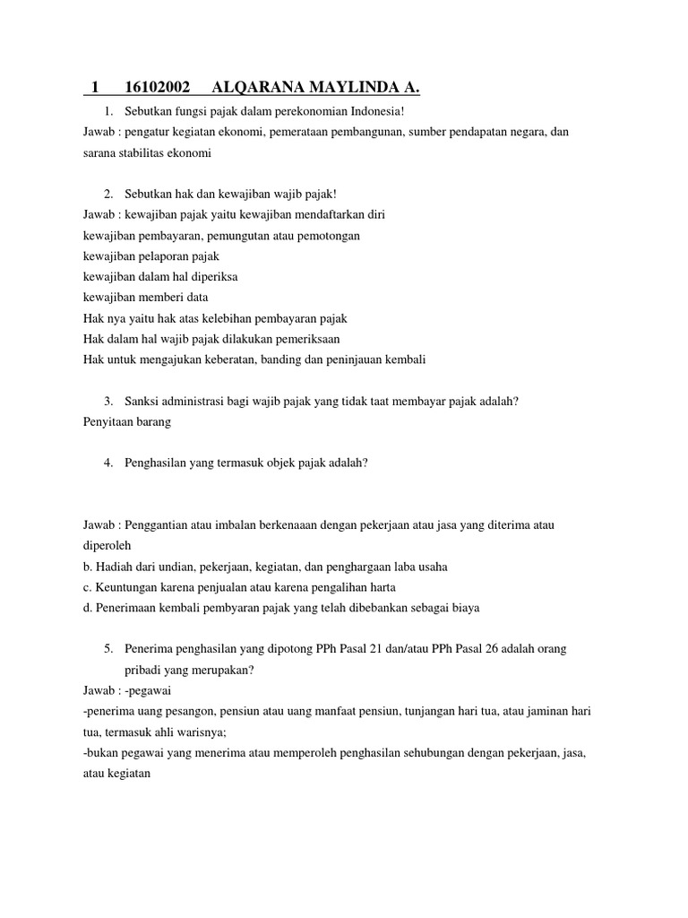 Tugas Soal Dan Jawaban Pajak