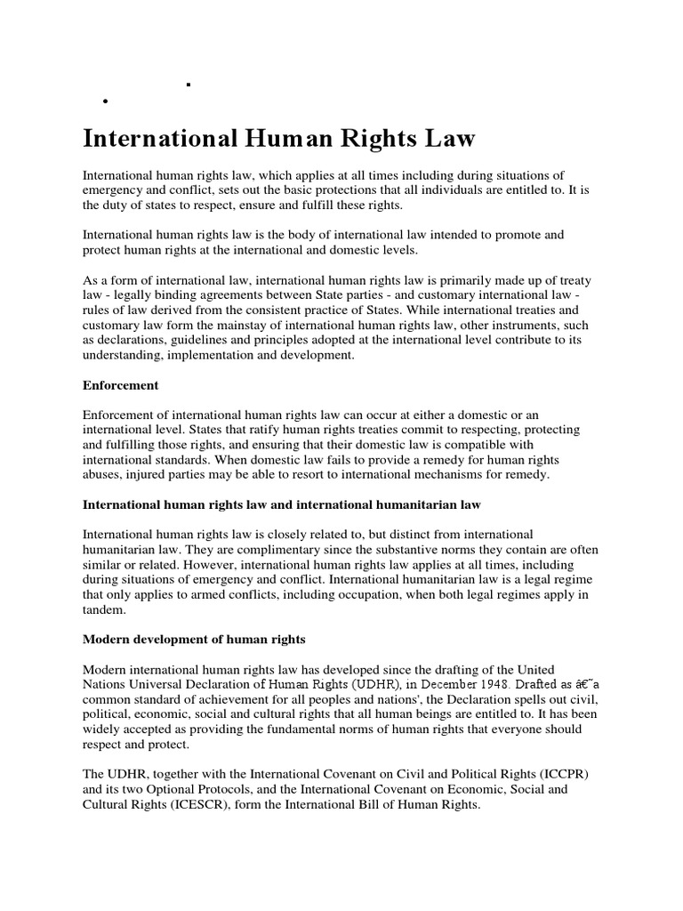 International Human Rights Law Overview | PDF | International Human ...