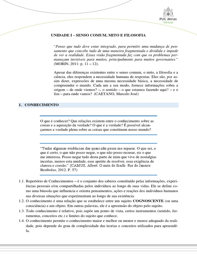 3.2. Aula 1 - Senso Comum, Mito e Filosofia | PDF | Mitologia grega ...