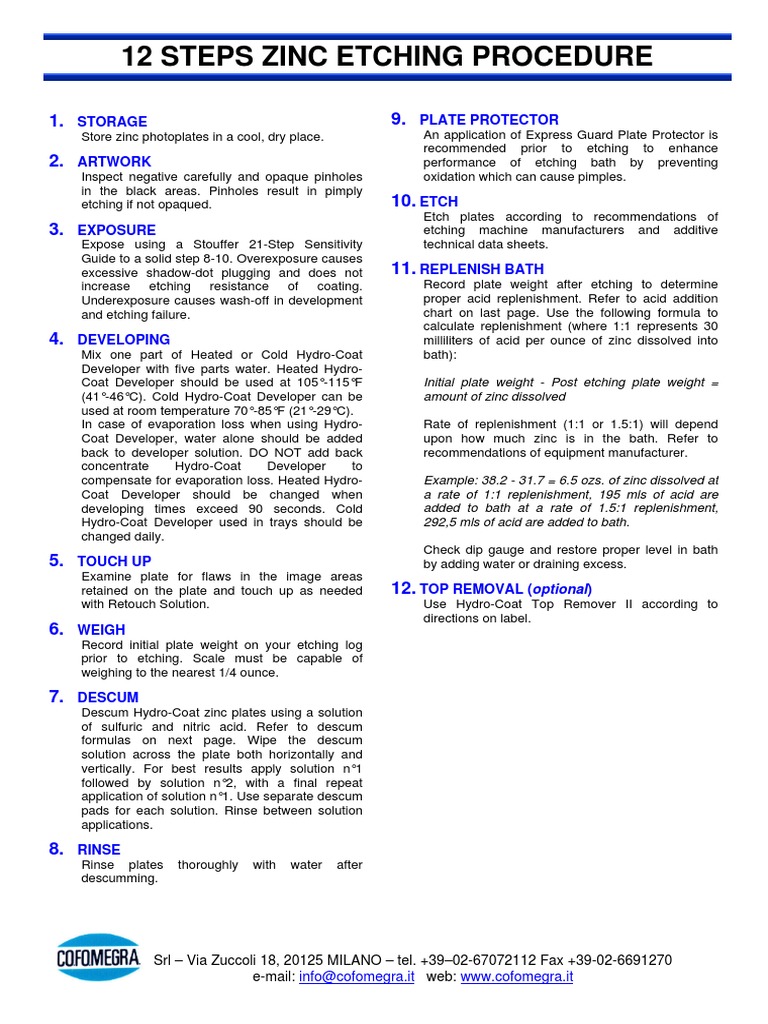 ZINC Etching Procedure PDF Etching Zinc