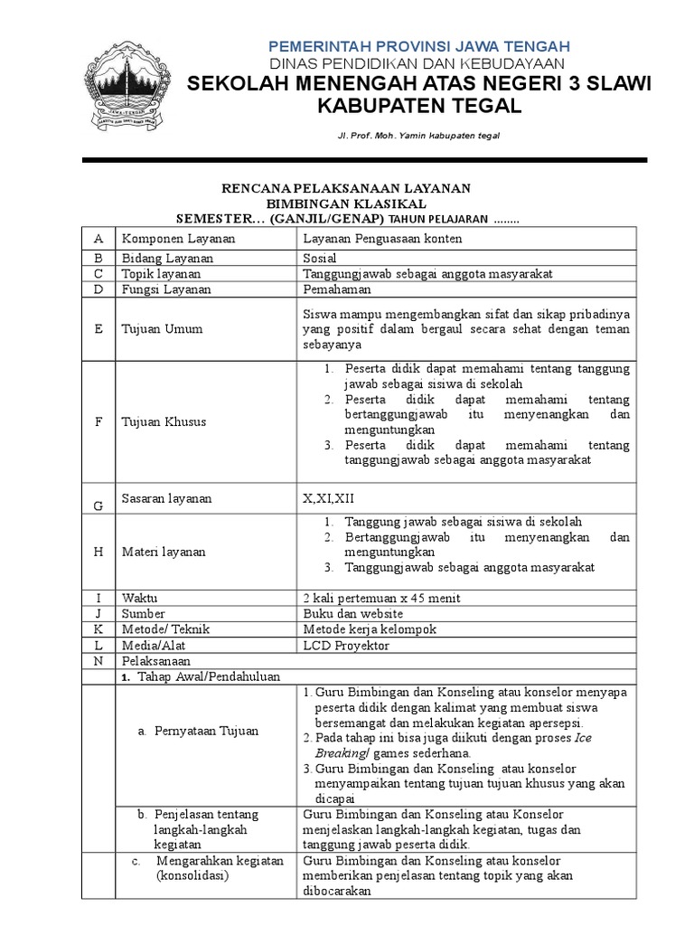 Contoh RPL BK Bidang Sosial Dan Materi